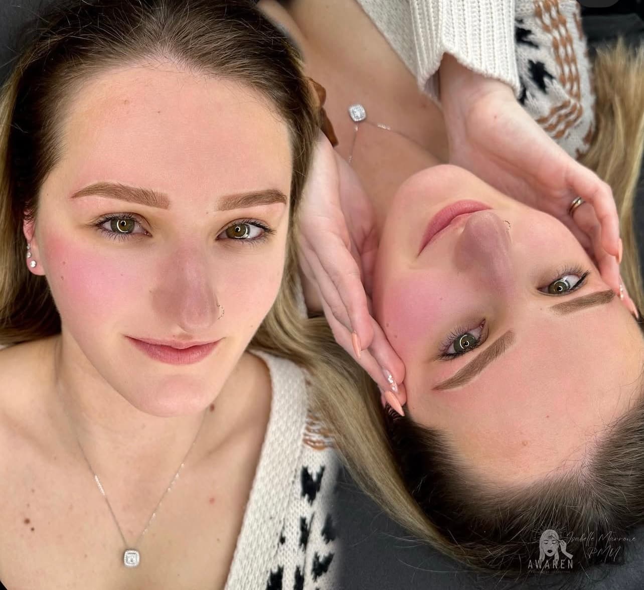 Powder Brows professional permanent makeup service showing natural-looking results